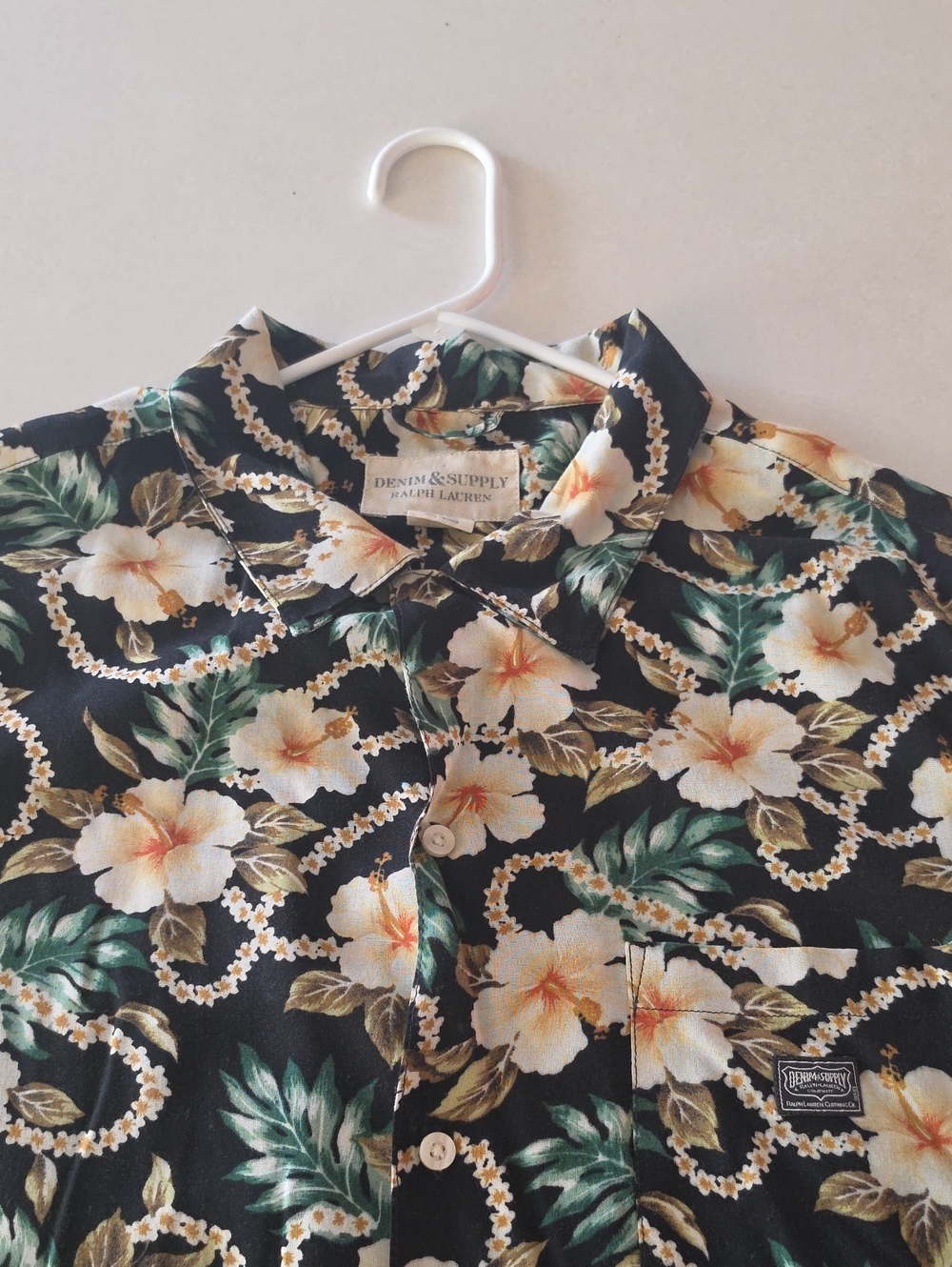 Denim & Supply Ralph Lauren Black Floral Hawaiian Button-Down